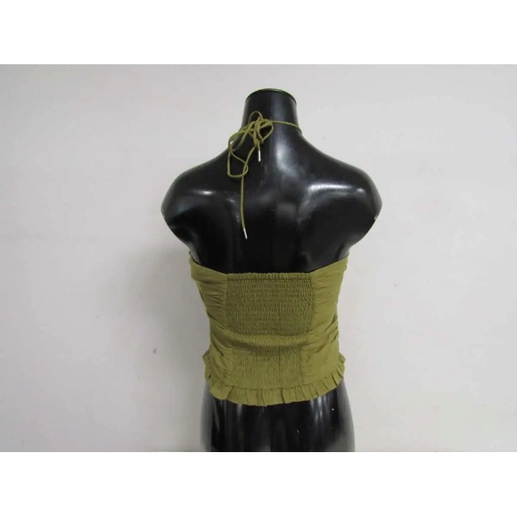 NWT Magali Pascal Fenix Halter criss cross strappy tie crop top tank Moss green - Picture 8 of 13